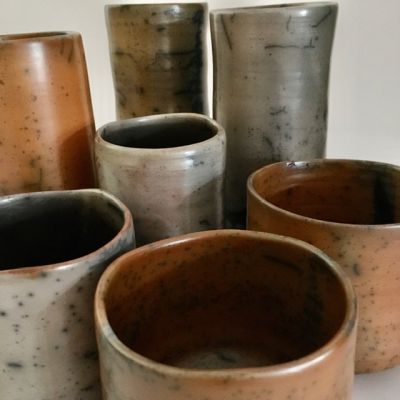 Gobelets en terre sigillée  - Gobelets en terre sigillée Philippe Duriez artisan potier Provence Point fusion poterie  - terre sigillée